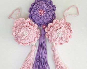 CROCHET PATTERN | Gentle Flower Keychain | Cute Rose Bag Charm | Floral Laggage Tag | Mother's Day Present | Easy diy Gift | PDF Download