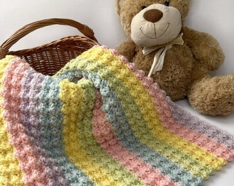 CROCHET PATTERN | Marshmallow Lullaby Baby Blanket | Easy Rainbow Afghan |  Beginner-Friendly | PDF Download