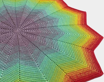 HÄKELANLEITUNG | Regenbogen Stern Babydecke | 12 Punkte Stern | Ombre Bunte Gender Neutral Baby Decke | Verstellbar | PDF-Download