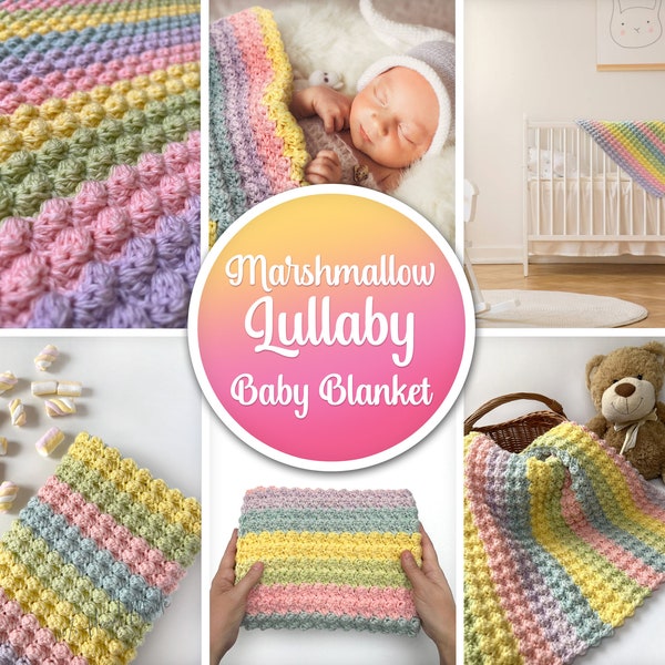 PATROON | Marshmallow slaapliedje babydeken haakpatroon | Kleurrijke Baby Afghaan | Eenvoudig regenboogdeken haakpatroon | DIGITALE DOWNLOAD