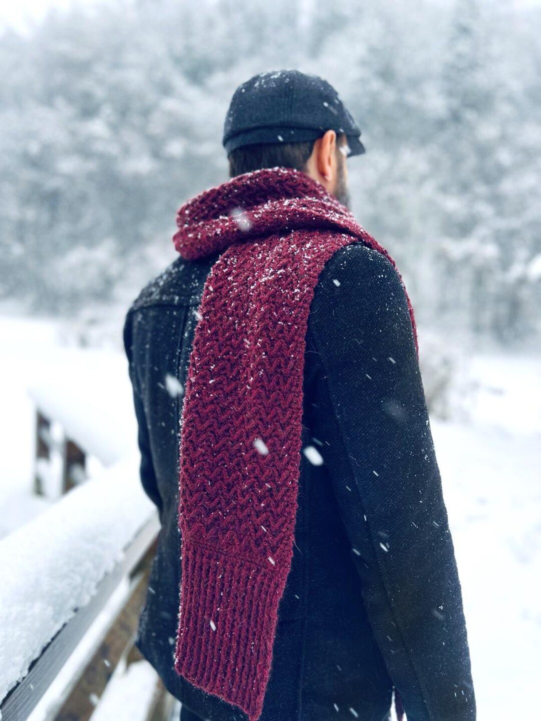 Scarf Ridges CROCHET PATTERN | Sharp Ridges Scarf | Textured Masculine Winter Men's ...