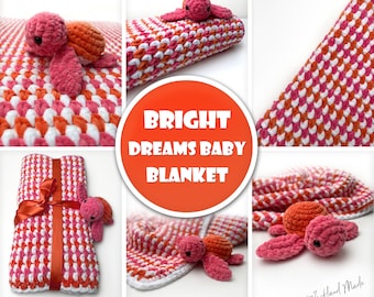 PATTERN | Bright Plush Baby Blanket Crochet Pattern | Chunky Baby Blanket  | Easy Crochet Pattern |  Plush Turtle Pattern | PDF DOWNLOAD