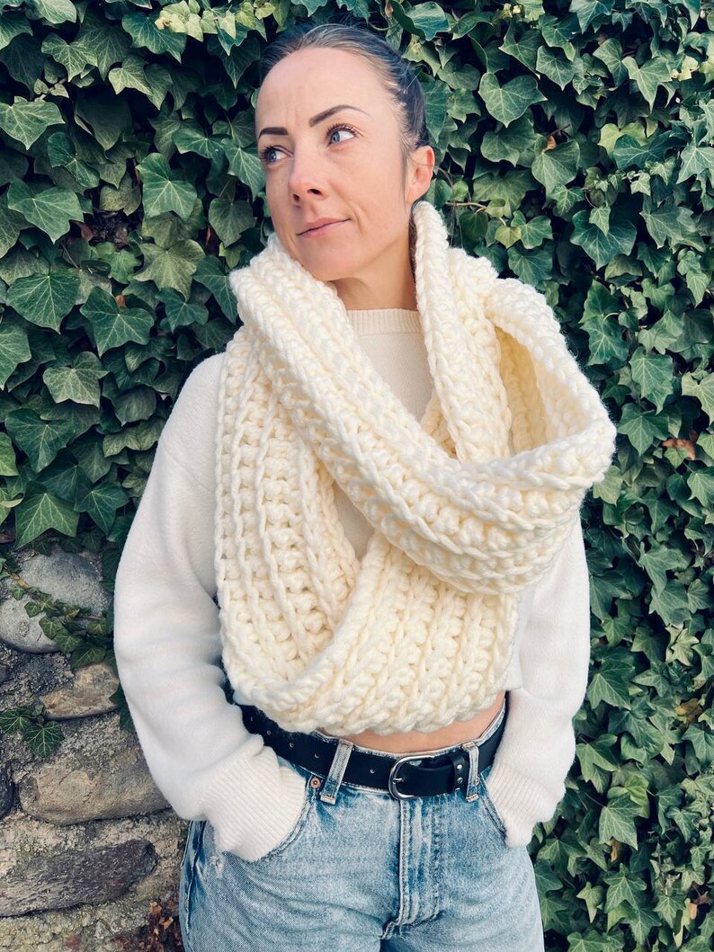 Bulky Infinity Crochet Scarf for Women Extra Long Chunky Etsy UK
