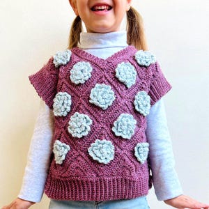 GEHAAKT PATROON | Snowrose-bodywarmer voor meisjes | Haakpatroon meisjes vest peuter kind | Bloem Oma Vierkant | 1-8 jaar oud | Pdf-download