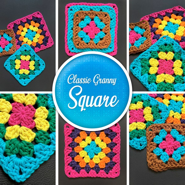 PATTERN | Multicolor Classic Granny Square for Beginners | Written Crochet Pattern with Photos and Detailed Explanations | PDF Download