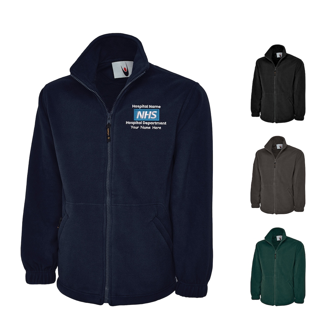 Personalised NHS Fleece Jacket Custom NHS Full Zip Micro Fleece Jacket Embroidered Logo / Text
