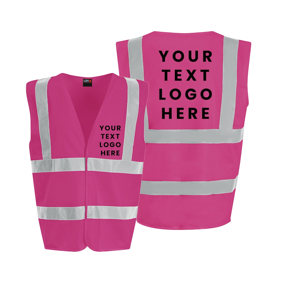 Personalised Pink Hi Vis Vest Custom Hi Viz Pink Safety Vests Waistcoat ...