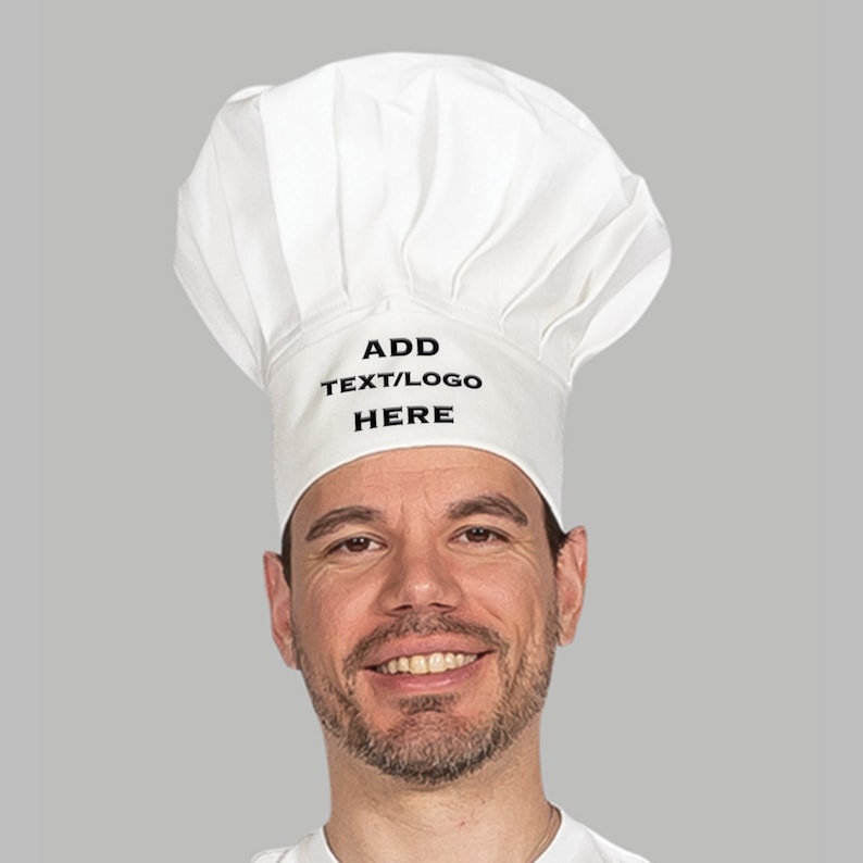 Personalised Tall Chef Hat. Custom Chef's Hat. Upload Your Own Design