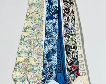 Wild Flower Skinny Scarf Series, Multifunctional Usage Scarf, Bag Handle Wrap, Hair Ribbon, Purse Wrap | Simplimvly