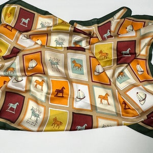 Luxury Pattern Square Scarf in Green,Bag Scarf, Luxury  Neck Scarf, Headscarf, Satin Silk Square Wraps,Scarves,Shawl | Simplimvly