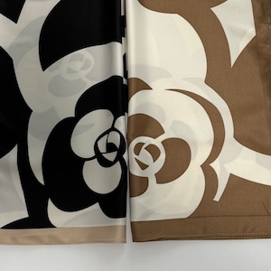 Large Camellia Floral Square Scarf in Black or Beige, Floral Shawl, luxury Design Scarf,  Floral Headscarf, Silk Feeling Shawl | Simplimvly
