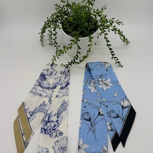 Skinny Satin Silk Scarf Series, Versatile Use Scarf, Purse Wrap, Bag Handle Wrap, Hairband Ties, Neckscarf | Simplimvly
