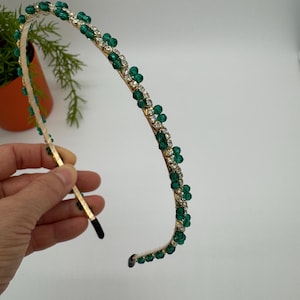Luxury Emerald Green Headband, Rhinestone Thin headband, Embellished Headband, Comfy & Fashionable Headband  for Wedding, Party | Simplimvly