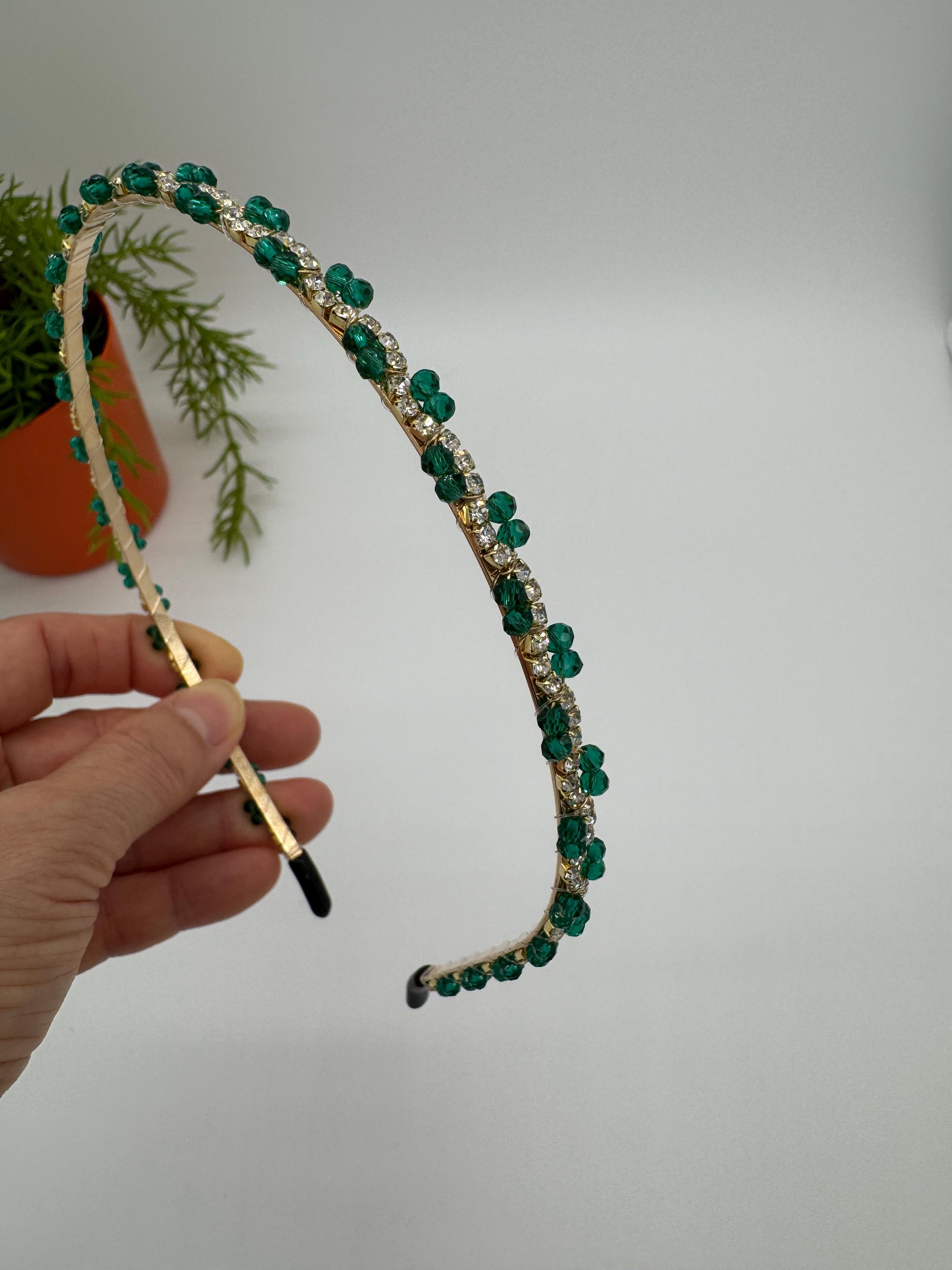 Ladies Green Rhinestone Headband Jewelry Party Accessories One Size Stunning Light Green Rhinestone Headband - All Accessories  main image 2