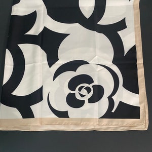 Chanel new black gold logo XL silk scarf - Vintage Lux