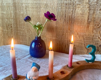 Ombré rainbow plant dyed beeswax candles for Gimm's Birthday Ring