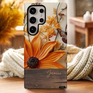 Personalized Sunflower Phone Case: Clay Effect Floral Design