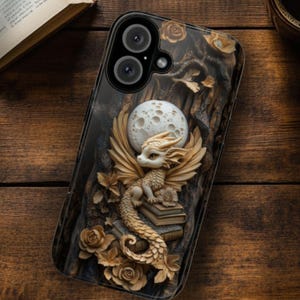 Gold Dragon Bookish Phone Case: Fantasy Reader Gift