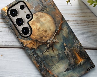Dragon Phone Case, Faux Wood and Resin Fantasy Landscape, iPhone 14 15 16e Pro Max, Samsung S22 S23 S24 FE S25 Ultra, Pixel 7 8 9 Pro XL