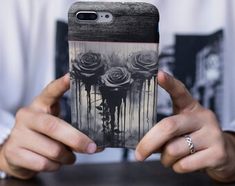 Black Rose Floral Phone Case, Black Rose Flower Phone Case for iPhone Google Pixel Samsung Galaxy, Gift for her, Cheap Stocking Stuffer