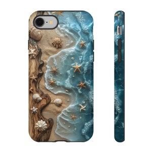 Strand-Muschel-Handyhülle, Beachy Vibes, Kunstholz und Harz Oceanlife, trendiger Sandseestern, Geschenk für Strandliebhaber, iPhone, Samsung, Pixel Bild 7