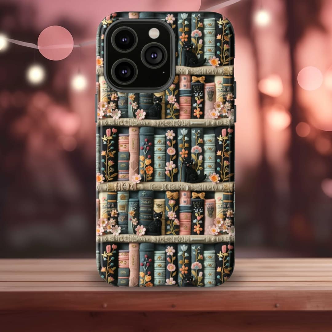 Black Cats and Books, Bookish Phone Case, Iphone, Samsung, Pixel Etsy