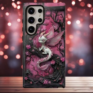 Pink Fantasy Dragon Phone Case: 3D Gothic Creature