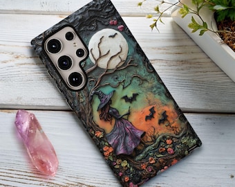 Witch Phone Case, Colorful Spring Celestial Witchy Aesthetic, Cute and Spooky iPhone 13 14 15 16e, Samsung S24 FE S25 Ultra, Pixel 7a 8a 9a