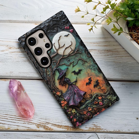 Witch Phone Case, Colorful Spring Celestial Witchy Aesthetic, Cute and Spooky iPhone 13 14 15 16e, Samsung S24 FE S25 Ultra, Pixel 7a 8a 9a