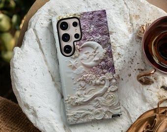 Celestial Moon Stars Phone Case: 3D Visual Effect