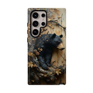 Black Bear in Tree Tough Phone Case: Wildlife Nature Design image 8