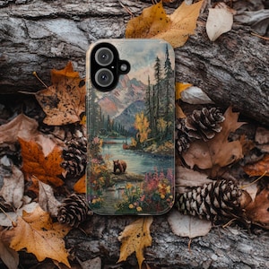 Bear Landscape Phone Case: Oil Painting Effect, Fall Nature