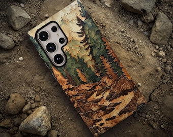 Pine Tree Forest Phone Case: Faux Wood Landscape