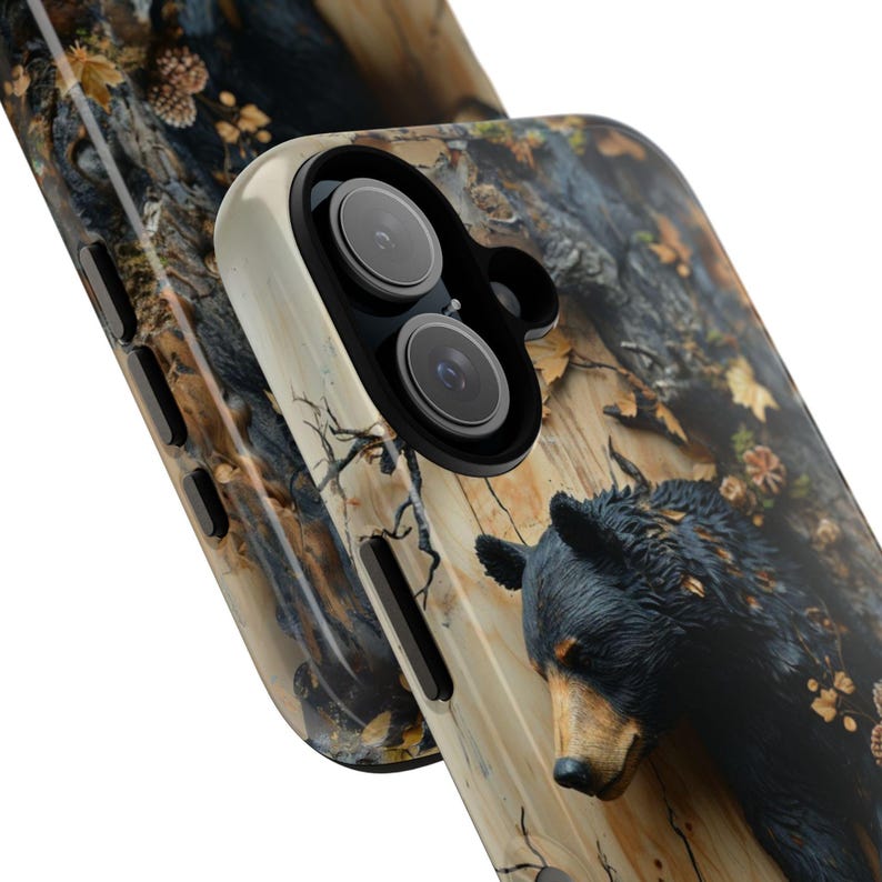Black Bear in Tree Tough Phone Case: Wildlife Nature Design image 6