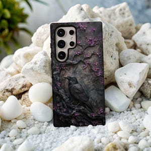 Gothic Raven Phone Case: Dark Floral, Spooky Witchy Design