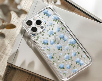 Blue Hydrangea Floral Clear Case
