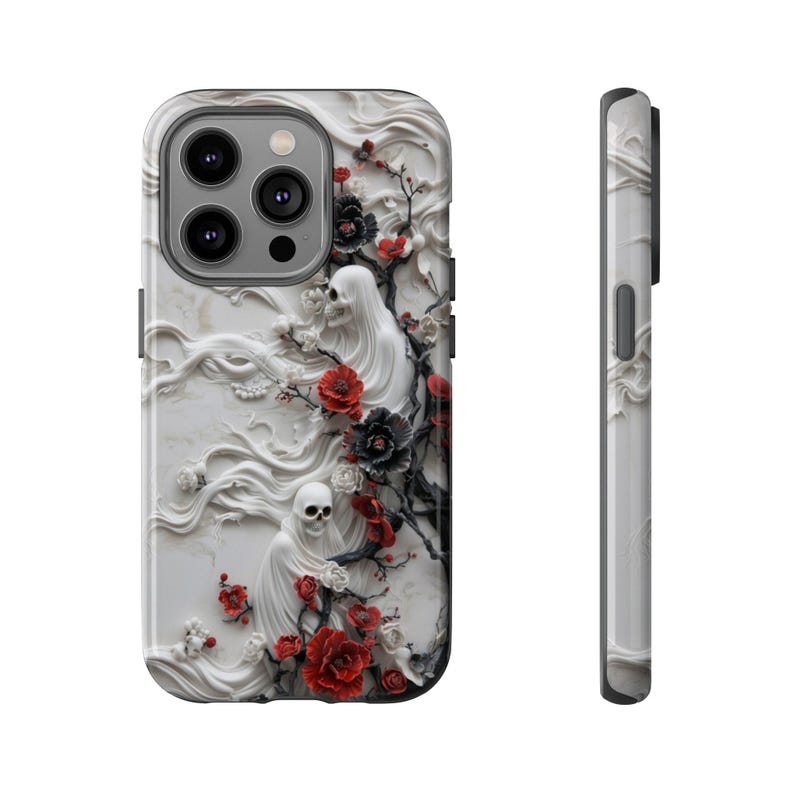 Floral Ghost Phone Case, Haunted Horror Spooky Aesthetic, Halloween Ghostly Flowers case for iPhone, Samsung, Pixel afbeelding 4