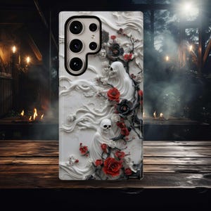 Floral Ghost Phone Case, Haunted Horror Spooky Aesthetic, Halloween Ghostly Flowers case for iPhone, Samsung, Pixel