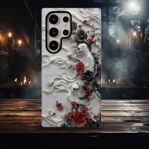 Floral Ghost Phone Case, Haunted Horror Spooky Aesthetic, Halloween Ghostly Flowers case for iPhone, Samsung, Pixel