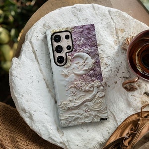 Celestial Moon Stars Phone Case: 3D Visual Effect