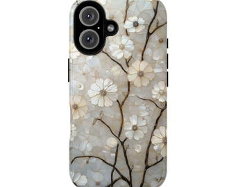 Floral Mosaic iPhone Case: Faux Mother of Pearl Stained Glass