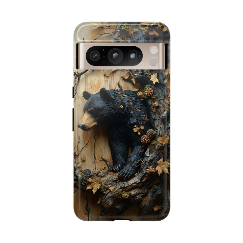Black Bear in Tree Tough Phone Case: Wildlife Nature Design image 7