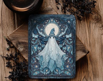 Funda de Halloween para Kindle Paperwhite: Fantasma brujo, arte en vidrieras