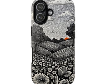 Linocut Floral Phone Case | iPhone, Samsung, Pixel