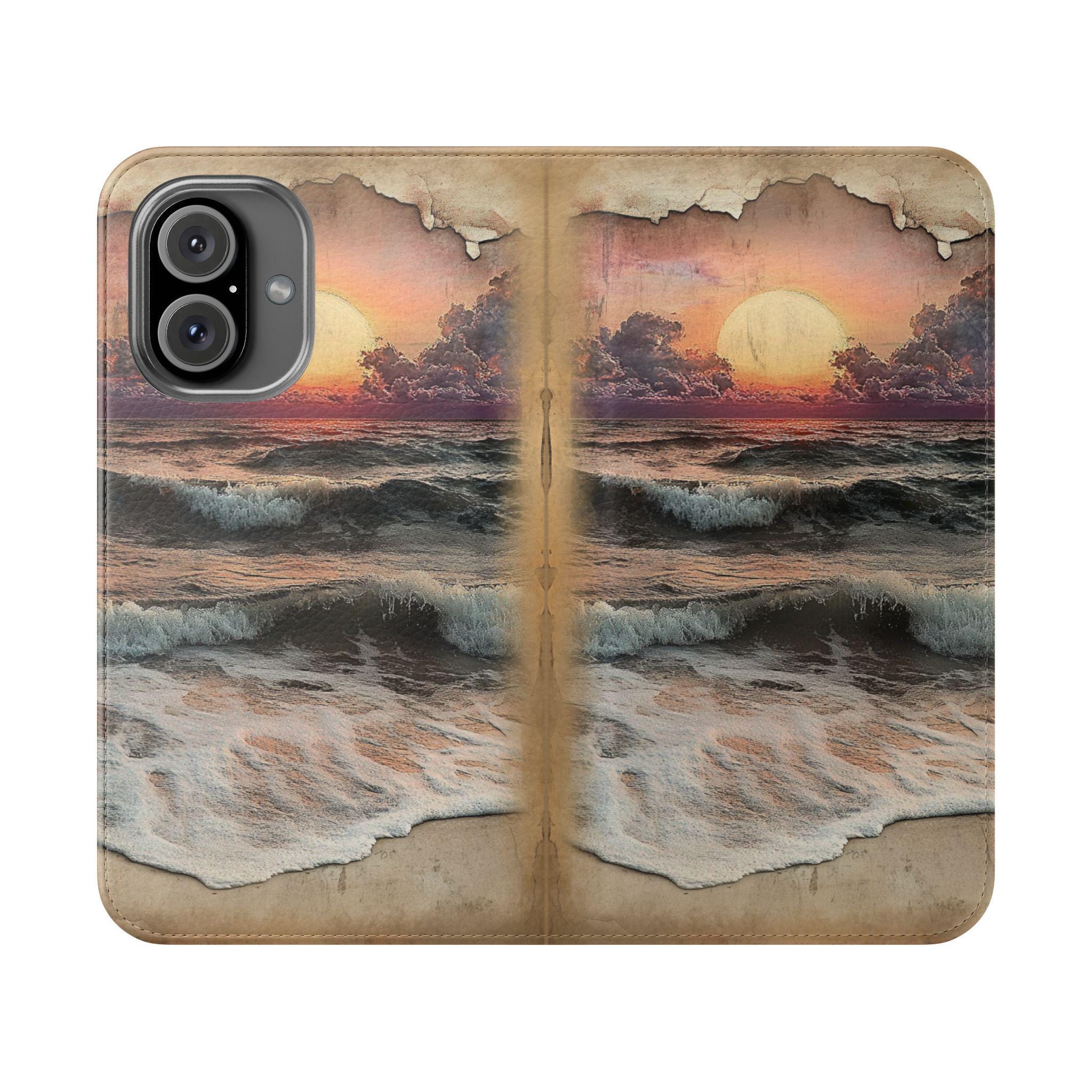 Beach Sunset Vegan Leather Wallet Phone Case
