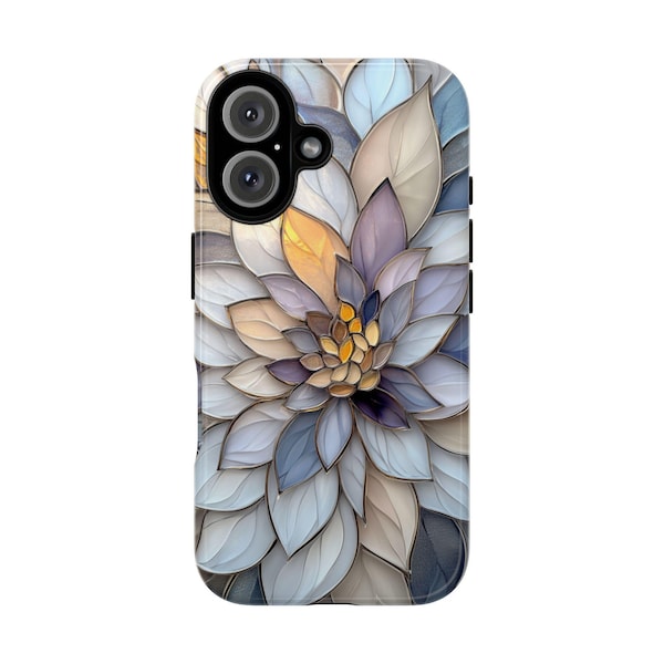 Stained Glass Dahlia Floral Phone Case: Mosaic Pastel Design