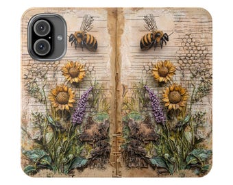Bumble Bee Sunflower Wallet Phone Case