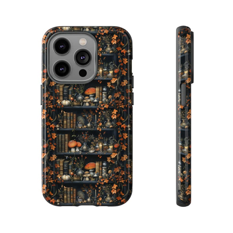 Fall Bookshelf Phone Case, Witchy Autumn Leaves image 3