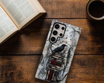 Gothic Bookish Phone Case, Dark Fantasy Book Lover Gift, iPhone 14 15 16e Plus Pro Max, S23 S24 FE S25 Plus Ultra, Pixel 8 9 Pro XL