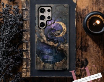Purple Dragon Phone Case: Dark Academia Fantasy Art
